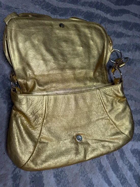 YSL Gold Floral Applique Shoulder Bag Y2K Vintage - Picture 7 of 11